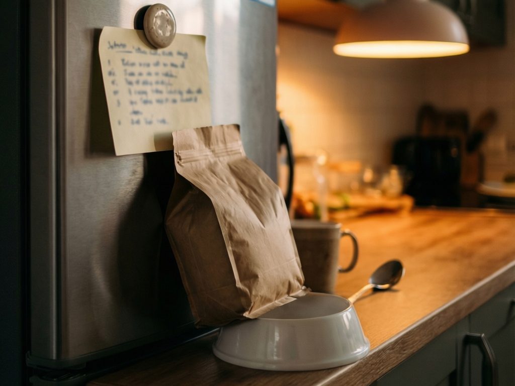 Clara’s feeding note on the fridge, kept as a photo