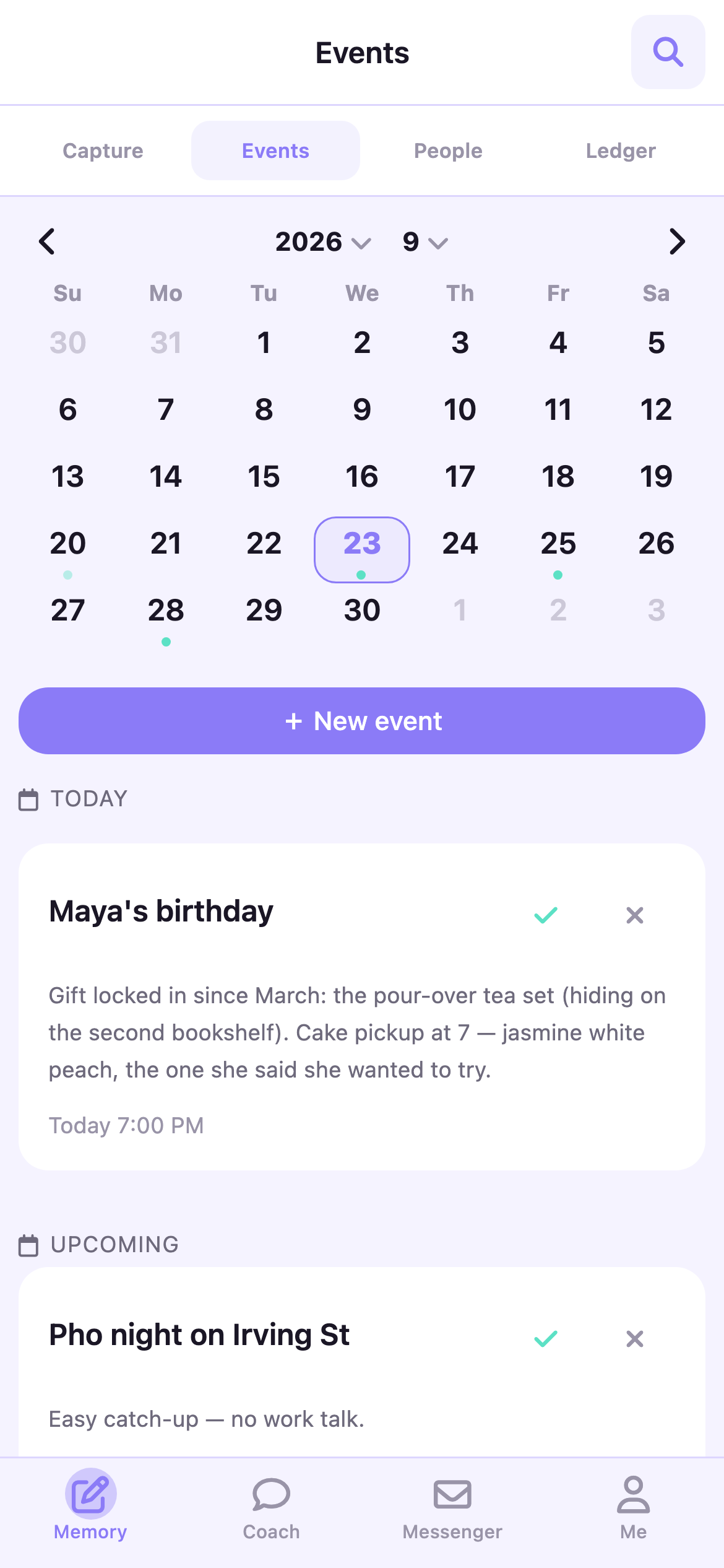 The app: an occasion, remembered on the day