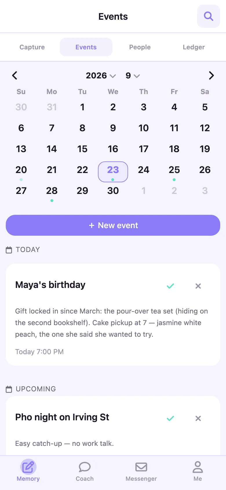 The app: an occasion, remembered on the day
